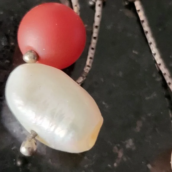 Silpada Sterling Silver Pearl & Stone Dangle Earrings Stamped Signed 3 1… - Picture 7 of 14